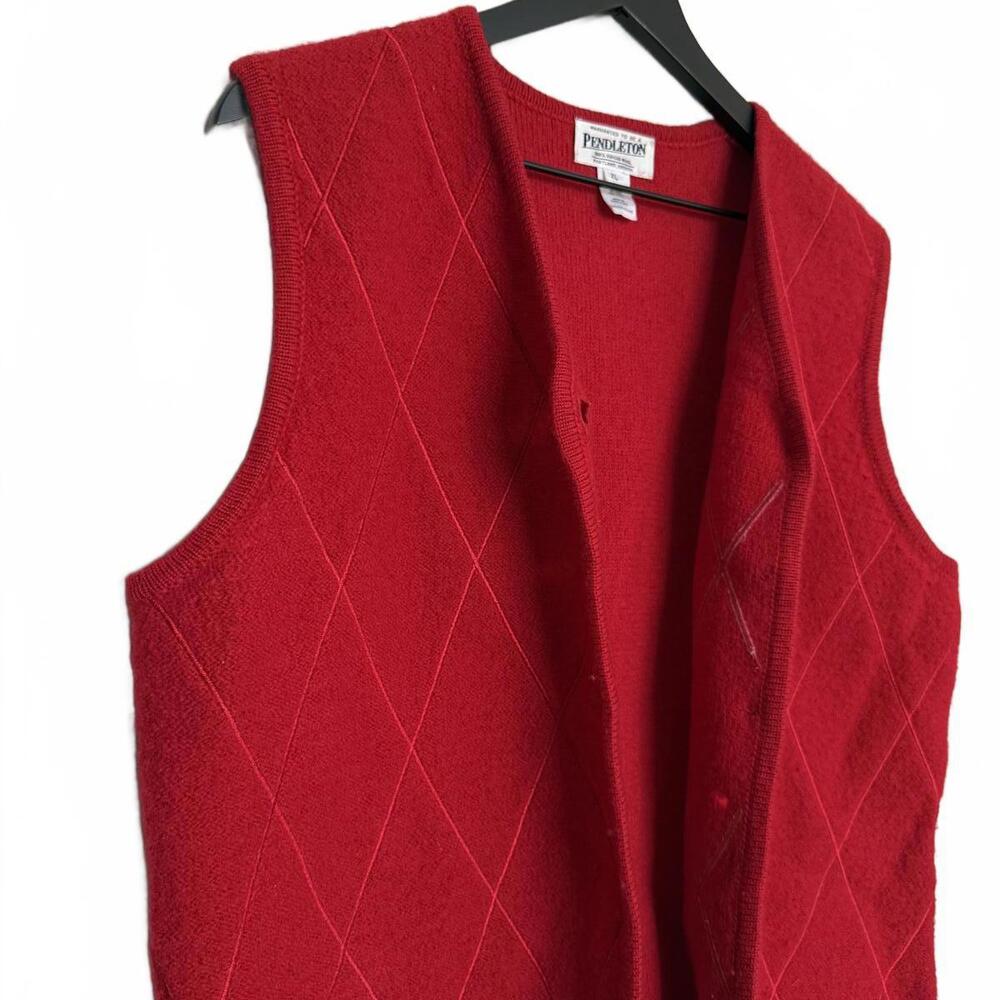 Pendleton Red Diamond Pattern Wool Vest - image 2